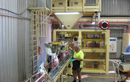 Máquina de ensacado y paletizado para nuestro cliente en Australia
